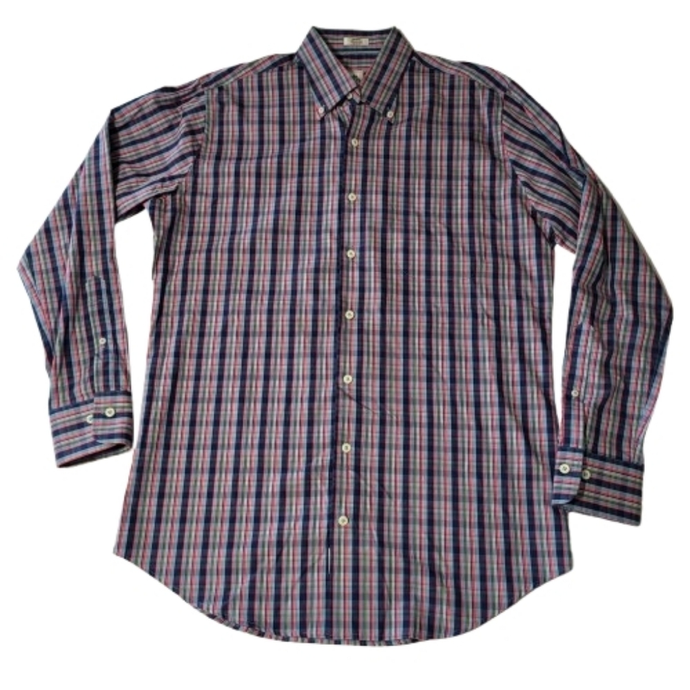 Peter Millar Seaside Finish Plaid Button Down Shirt Cotton Men's‎ Medium Pink